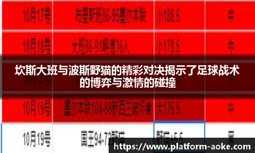 坎斯大班与波斯野猫的精彩对决揭示了足球战术的博弈与激情的碰撞